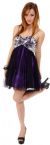 Sequined Spaghetti Strapped Mini Prom Dress in Black/Purple